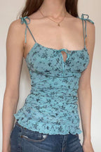Floral Cutout Tie Cami Top