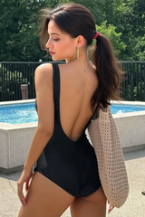 Chic Low Back Ruched One Piece Swimsuit