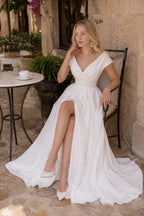 V Neck Ruffle Formal Dress