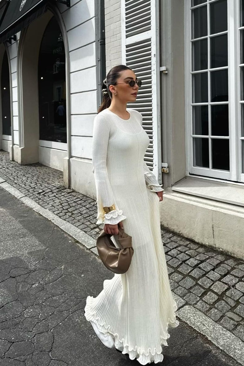 Ruffled Long Sleeve Bodycon Maxi Dress Secondary image