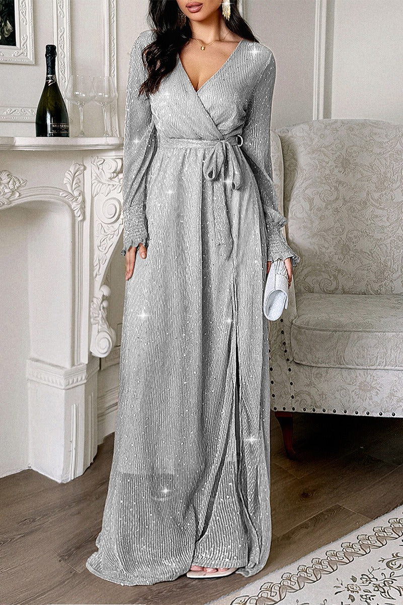 Long Sleeve Knitted Maxi Wrap Dress Main image