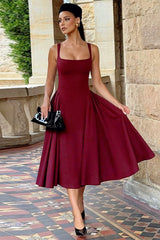 Square Neck Backless Fitted Birthday Dress