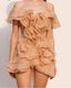 Ruffle Backless Mesh Prom Mini Dress