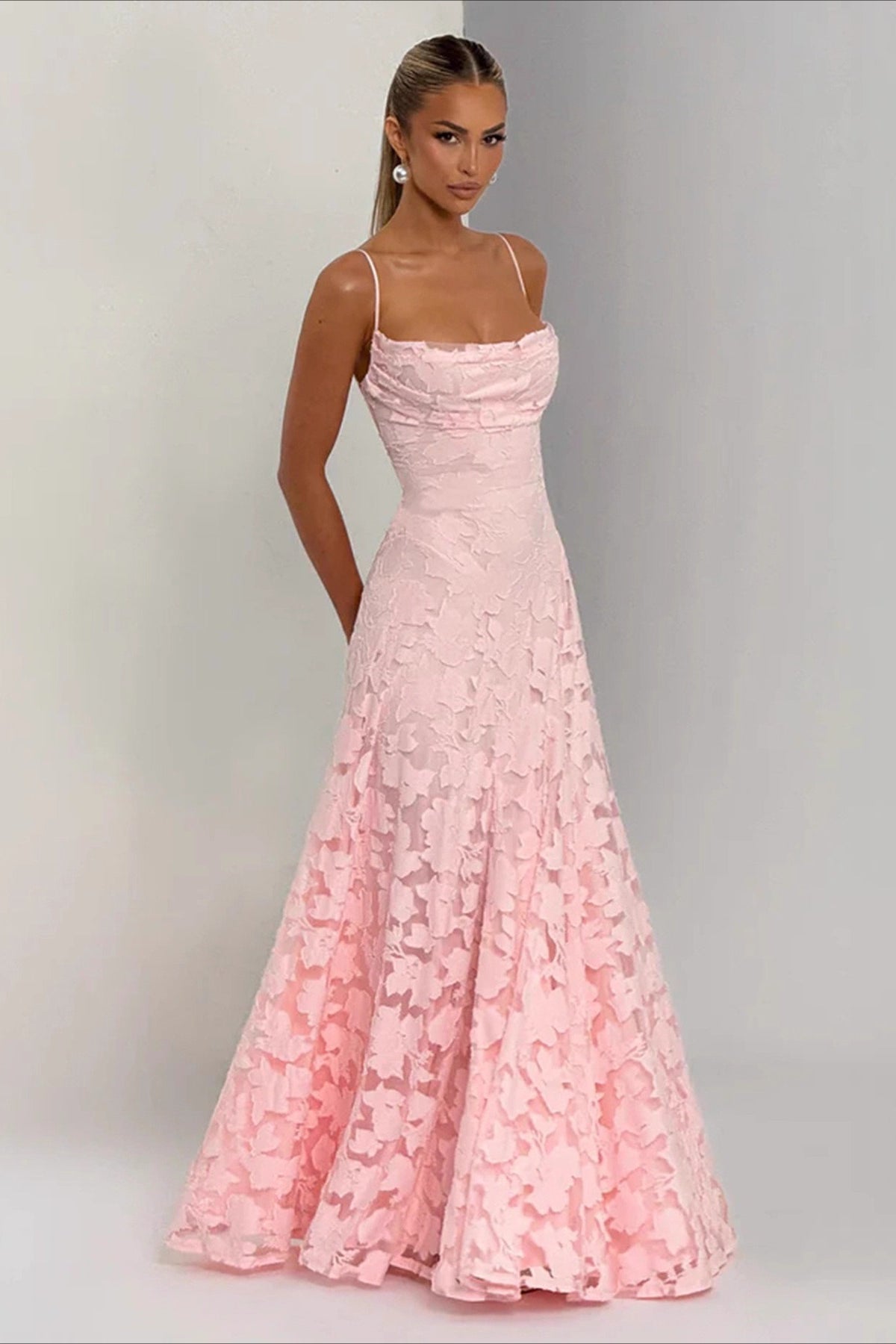 Elegant Backless Brocade Lace Cami Tie Boho Dress