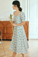 Printed Square Neck Floral Dress