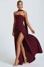 Strapless Side Slit Maxi Prom Dress