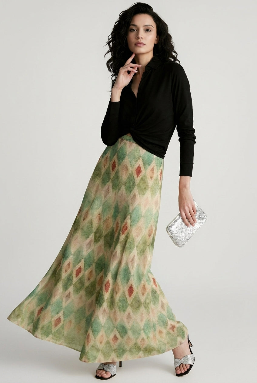Boho Print Draped Vacation Skirt Secondary image