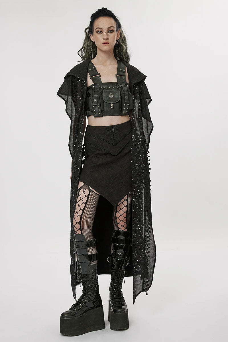 Women's Gothic Style A-shaped Design Jacquard Dark Asymmetrical Personality  Long Skirt Main image