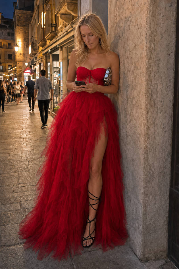 Sheer Lace Bustier Formal Dress