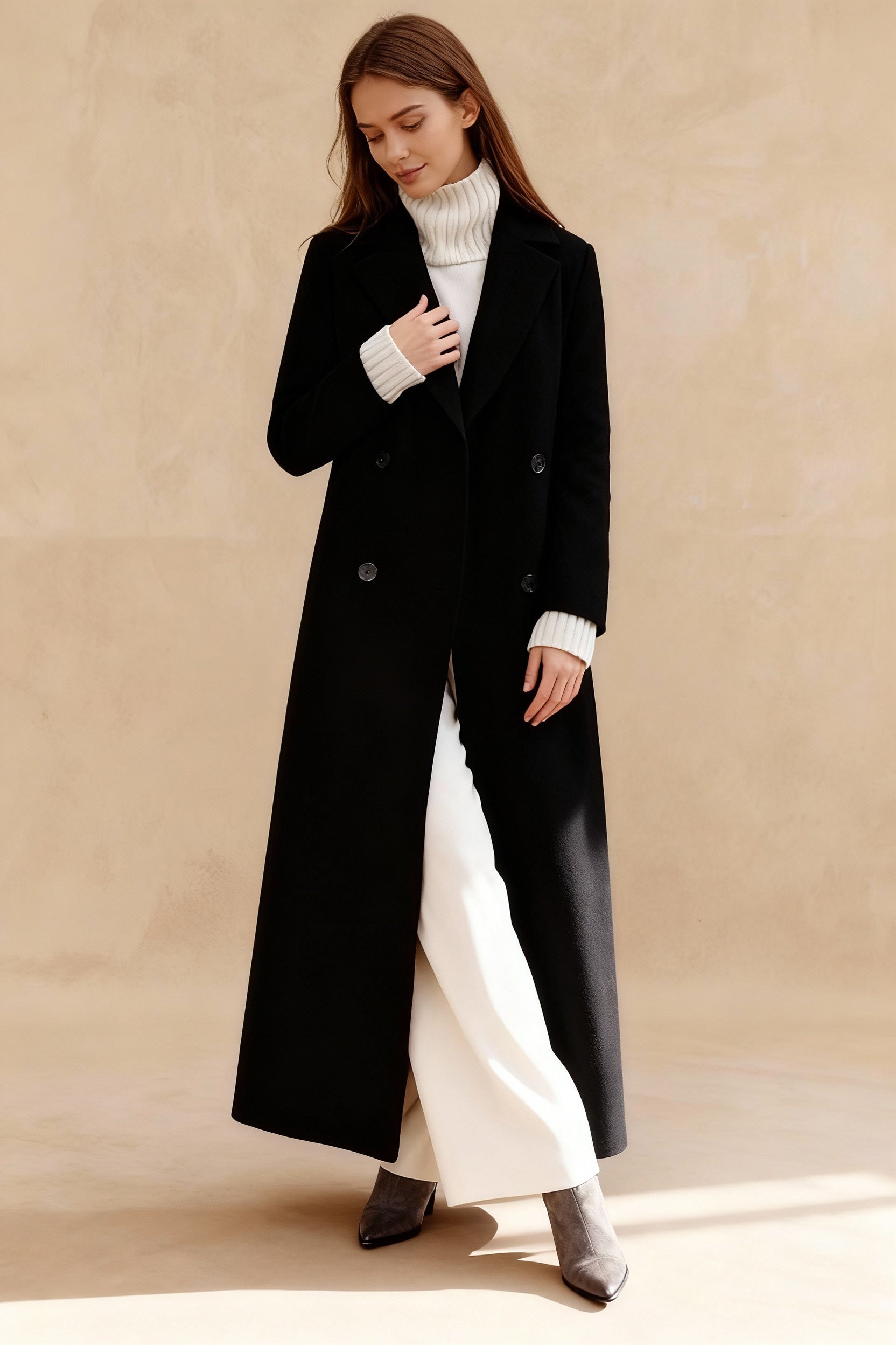 Solid Wool Blend Longline Coat Main image
