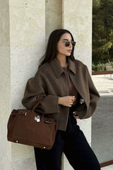 Oversized Zip Wool Jacket