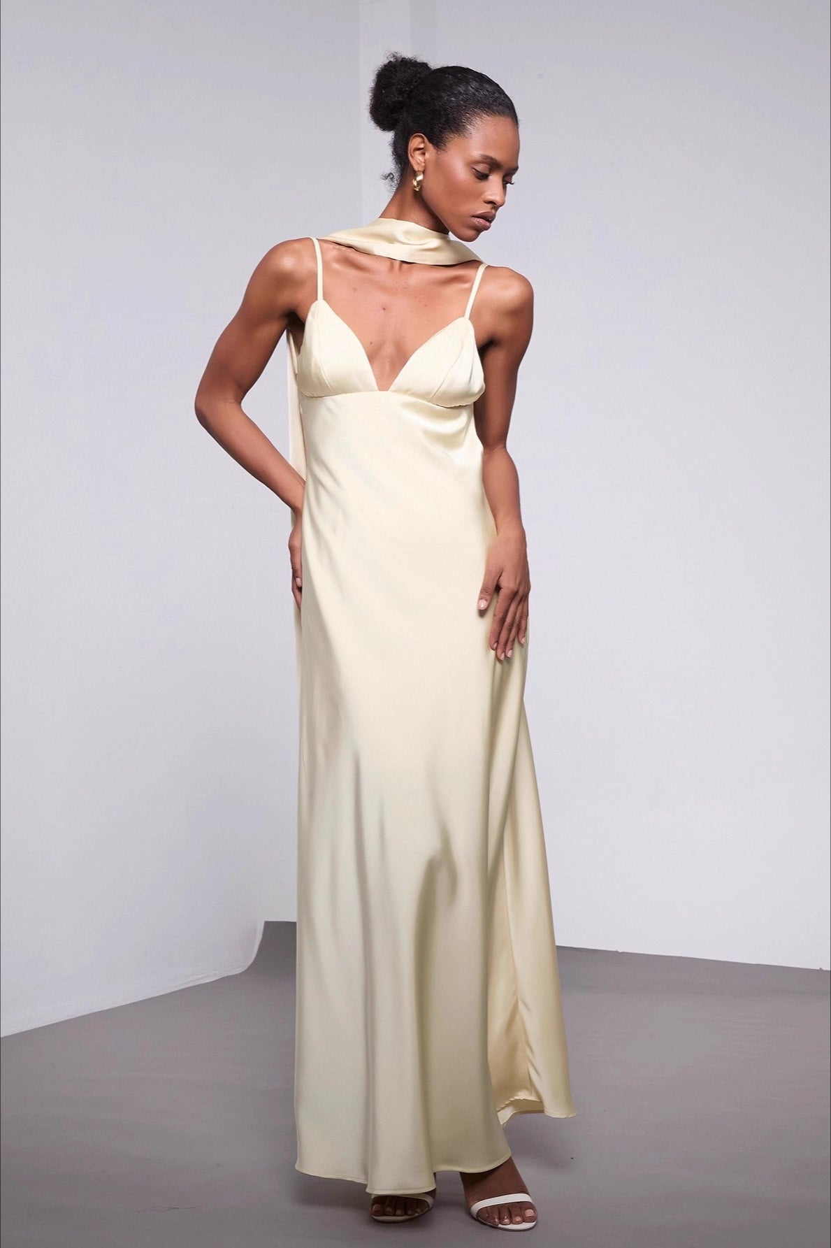 Halter Satin Sash Silk Dress Main image