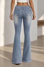 Studded Belt Low Rise Flare Jeans