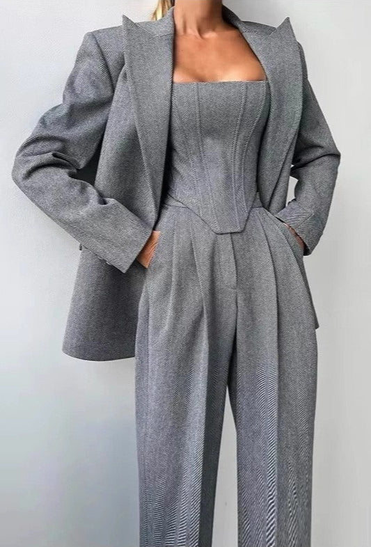 Corset Vest Blazer Trouser Three Piece Set Main image