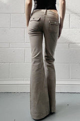 Low Rise Slim Flared Cargo Pocket Casual Pants