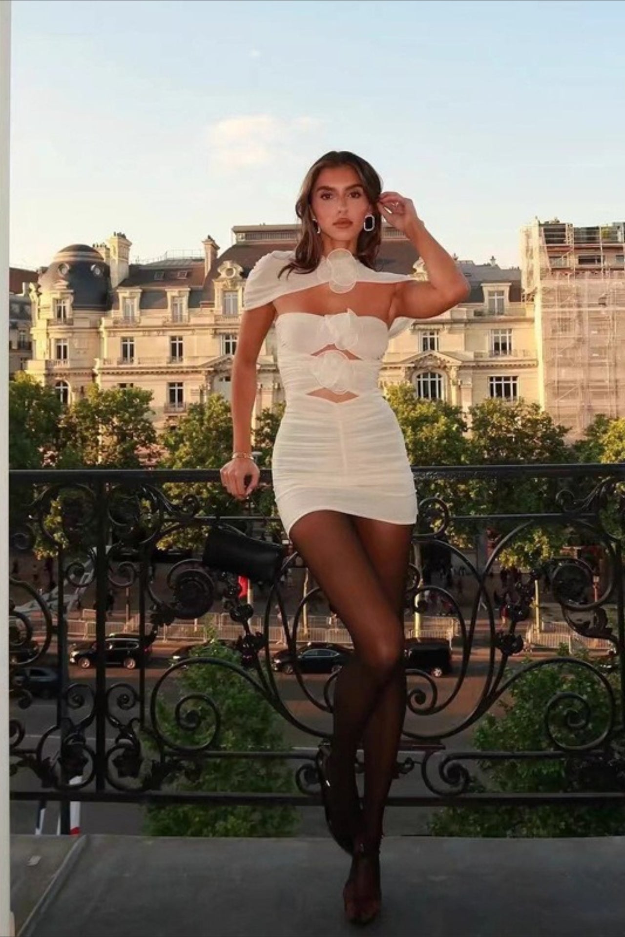 Floral Cut Out Bodycon Mini Graduation Party Dress Main image