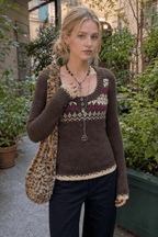 Jacquard Knit Button Sweater