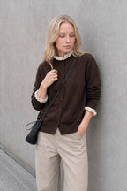Ruffle Trim Contrast Cardigan