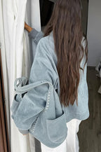 Suede Lantern Sleeve Loose Jacket