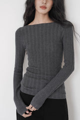 Lightweight Grey Fitted Knit Top