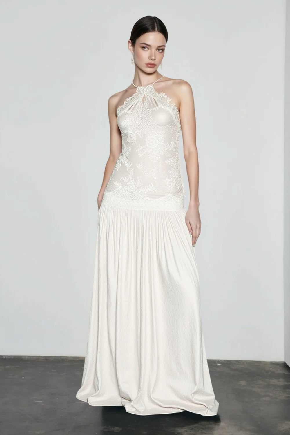 Spice Girl Lace Insert Backless Slip Prom Dress Main image
