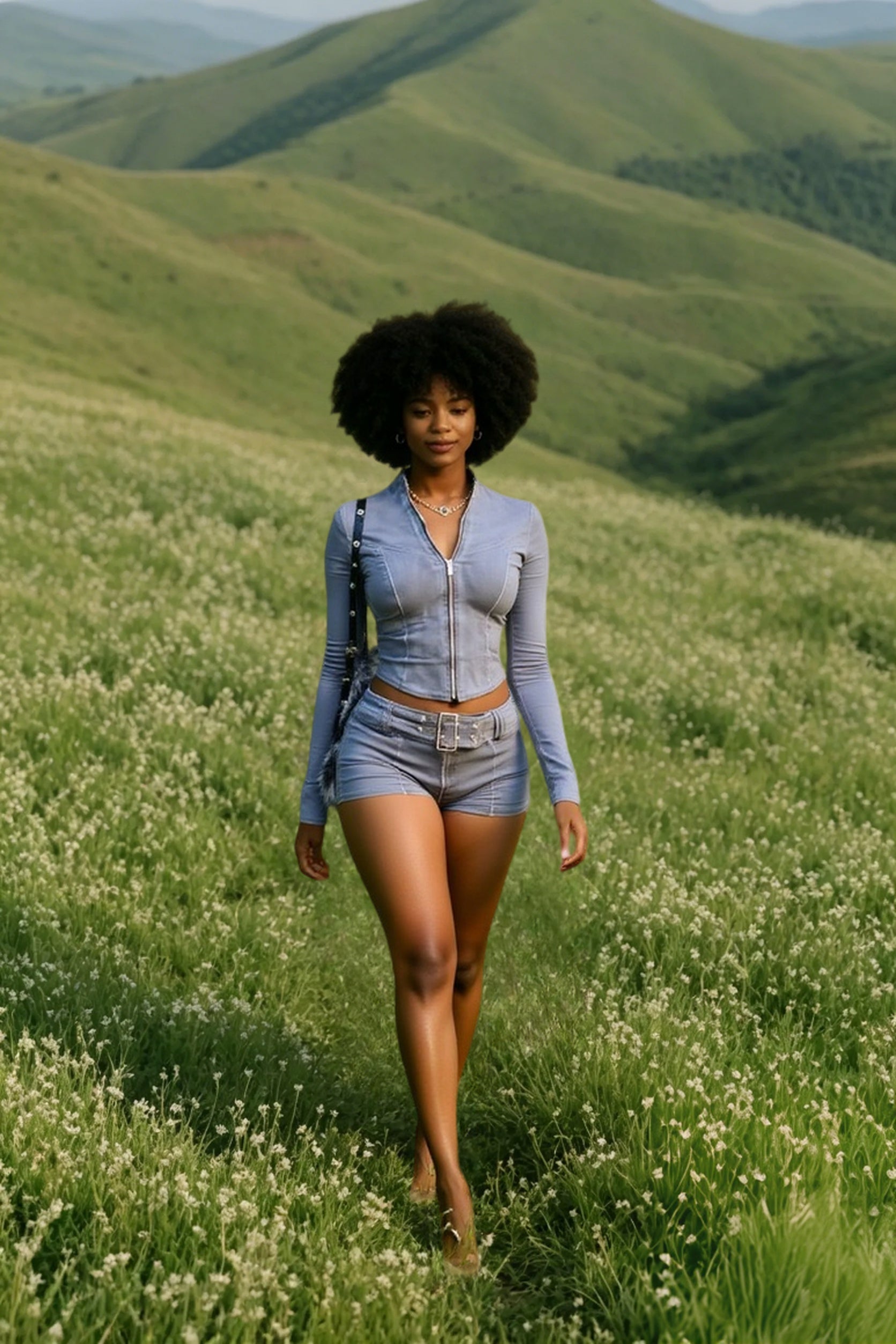 Distressed Denim Zipper Cardigan Jacket Two Piece Shorts Set Main image
