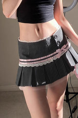 Balletcore Color Block Pleated Mini Skirt