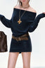 Batwing Sleeve Ribbed Knit Paneled Sweater Dress