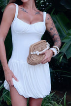 Sultry Pleated Mini Slip Dress