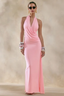 Asym Halter Backless Draped Party Dress