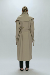 Detachable Cape Waist Tied Long Loose Minimalist Overcoat