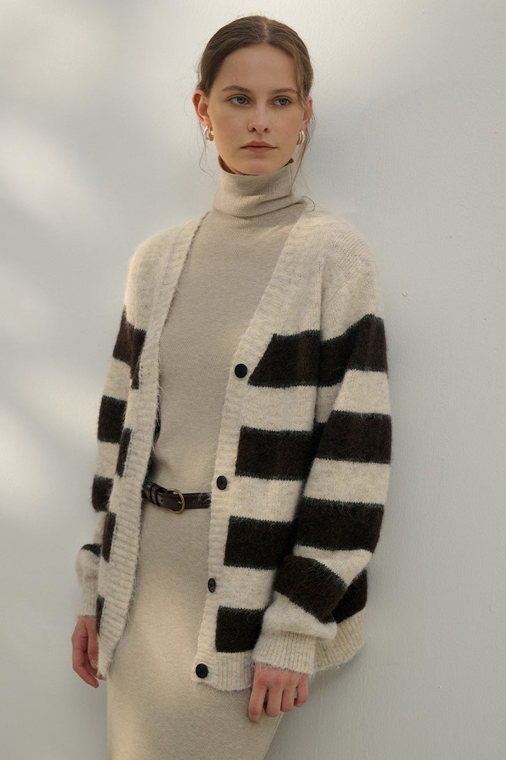 Textured Stripe Color Block Cardigan Main image