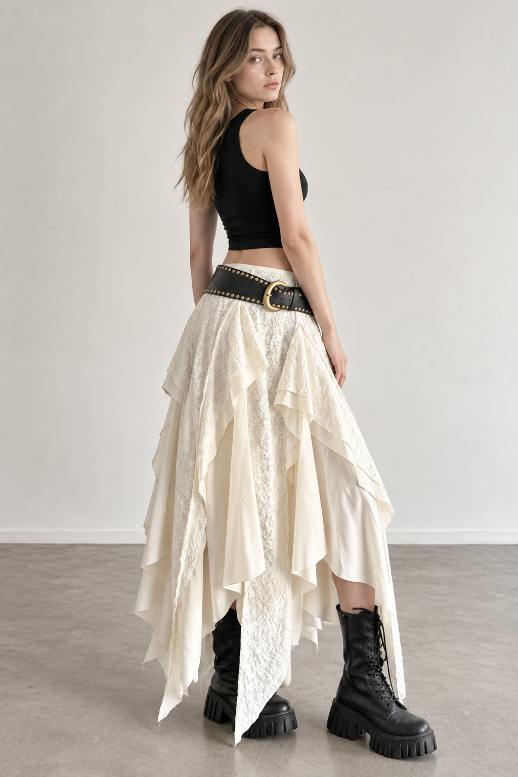 Asymmetrical Lace Bodycon Maxi Skirt Main image