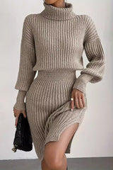 Pullover Knit Slim-Fit Sweater Dress