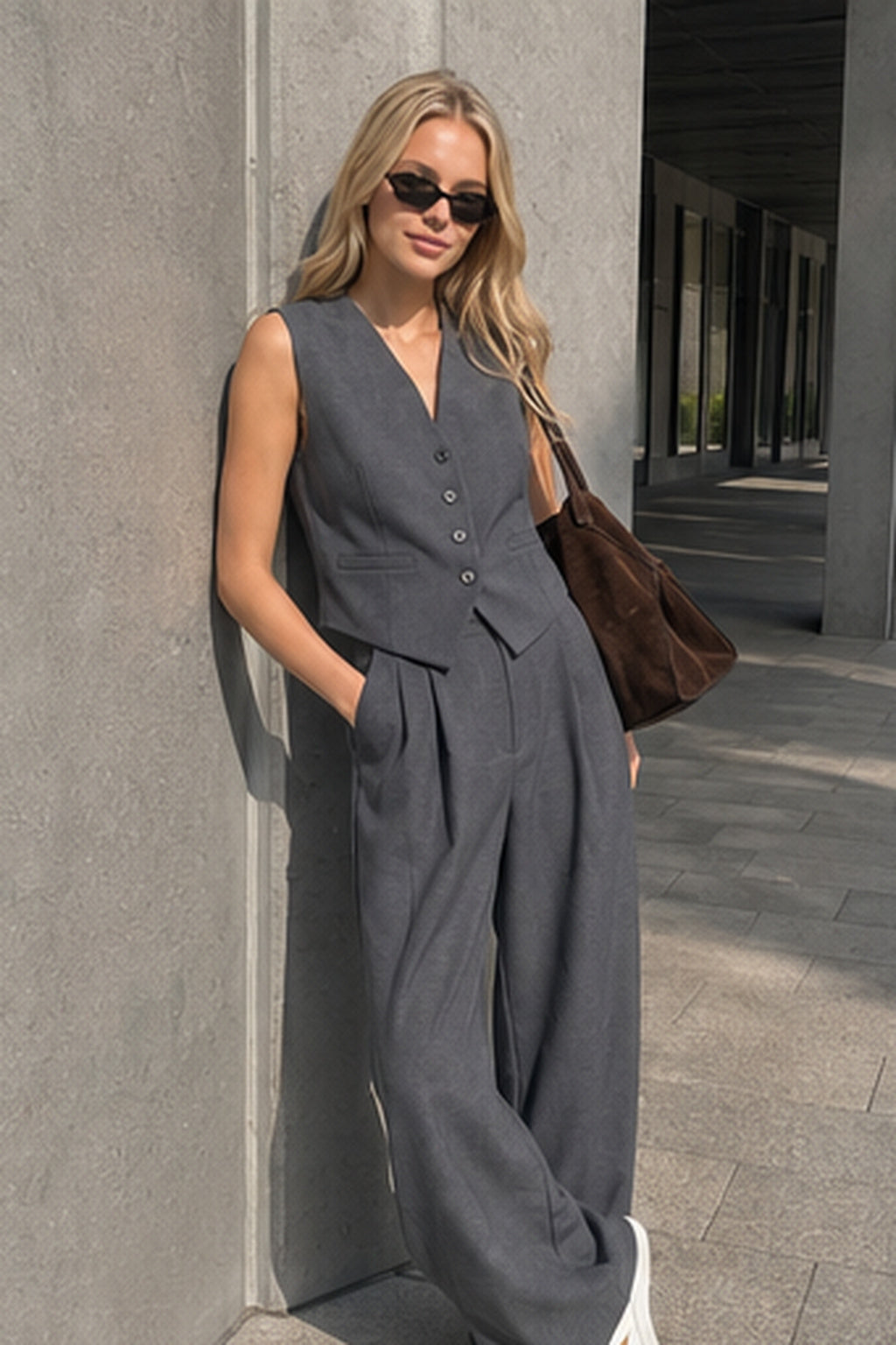 Solid Structured Suit Pants Main image