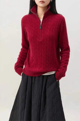 Cable Knit Half Zip Sweater