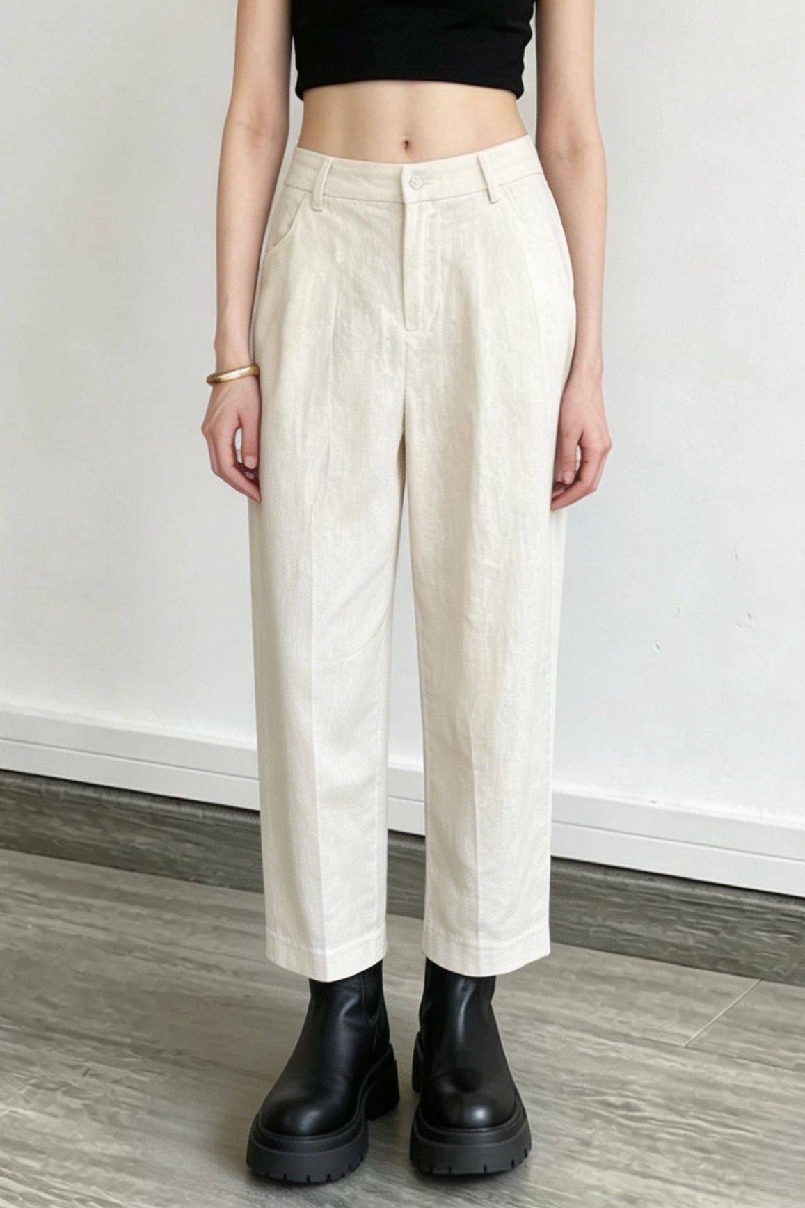 Linen Relaxed Cropped Pants Main image