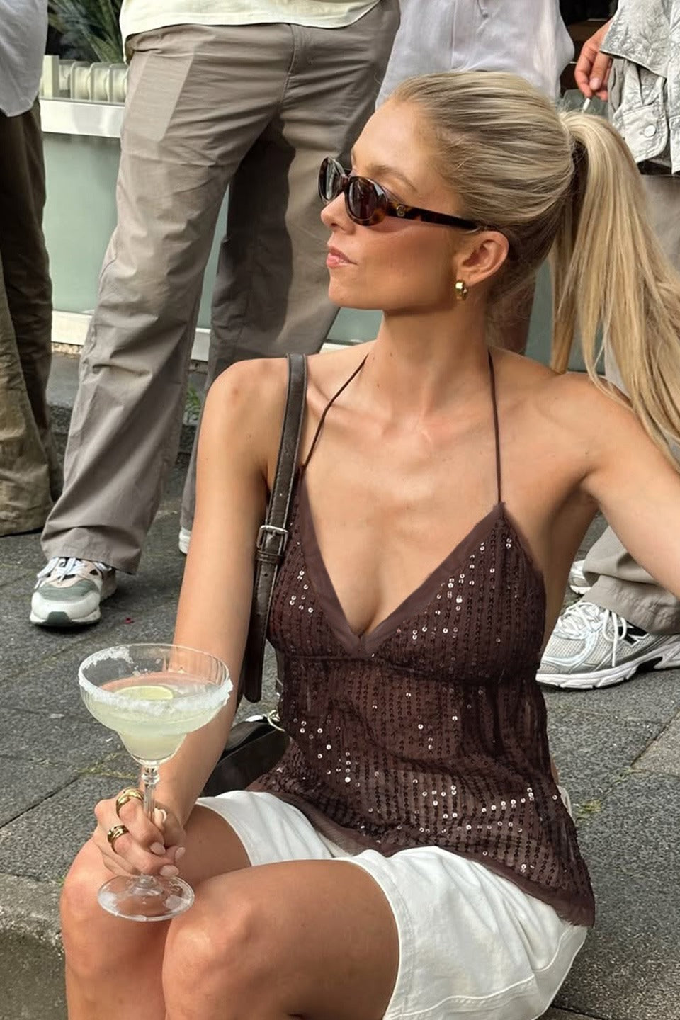 Elegant Sequin V Neck Bodycon Cami Top Secondary image