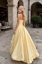 Strapless Ruched A Line Formal Dress