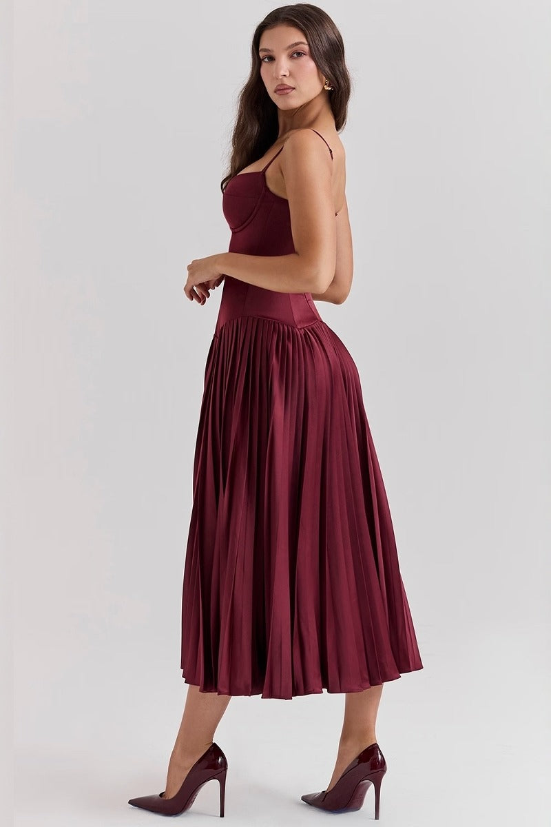 Sleeveless Pleated Bodycon Silk Dress Secondary image