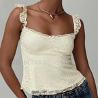 Fairycore Square Ruffled Crop Top