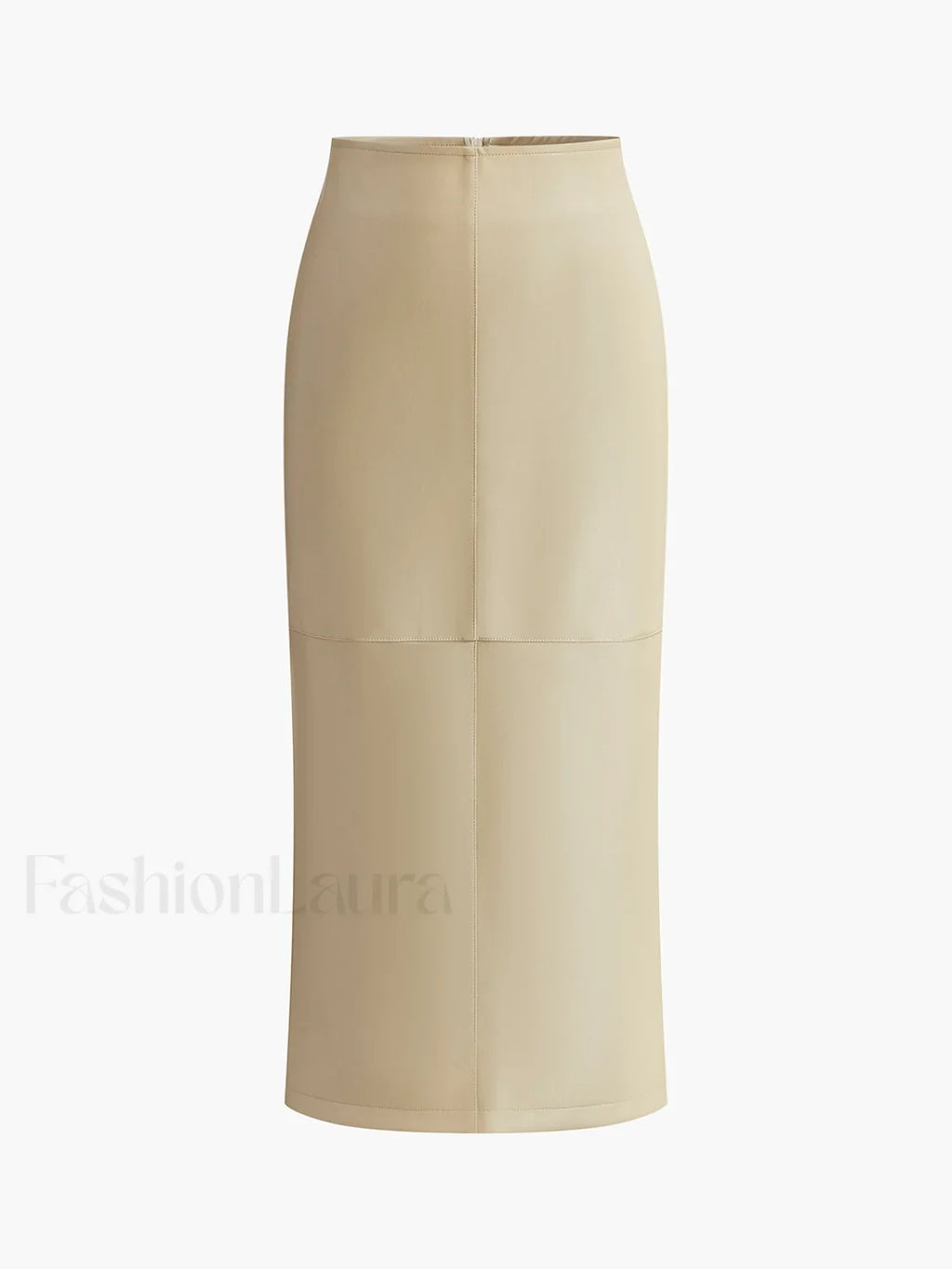 Faux Leather Piping Sit Midi Skirt Skirts