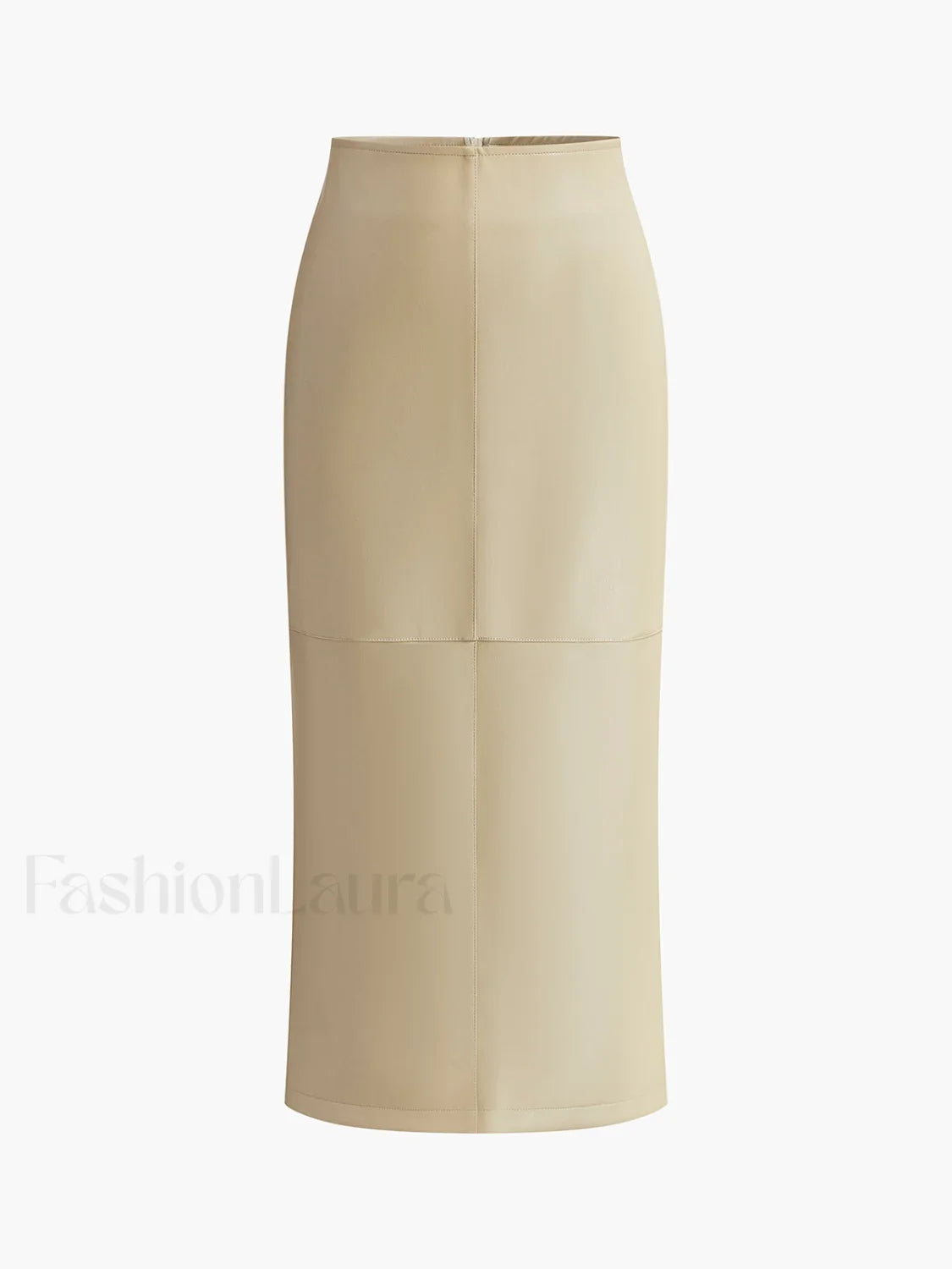Faux Leather Piping Sit Midi Skirt Skirts