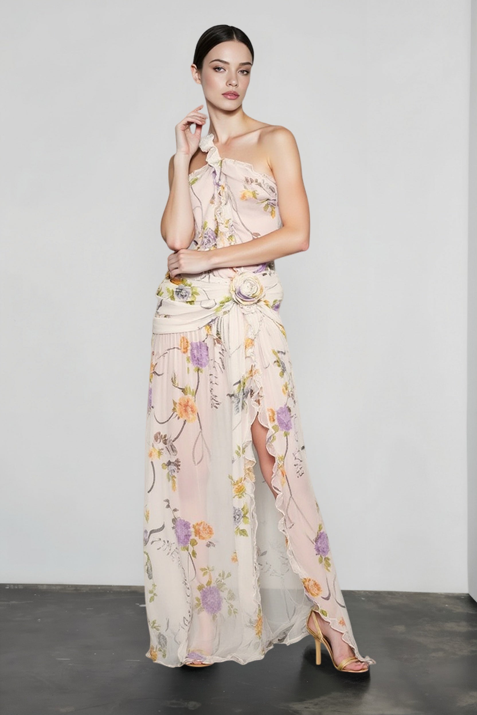 Halter Open Back Floral Sunset Vacation Dress Secondary image