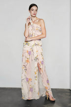 Halter Open Back Floral Sunset Vacation Dress