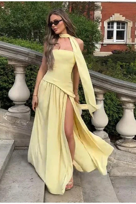 Open-Back Asymmetric Work Dress Main image