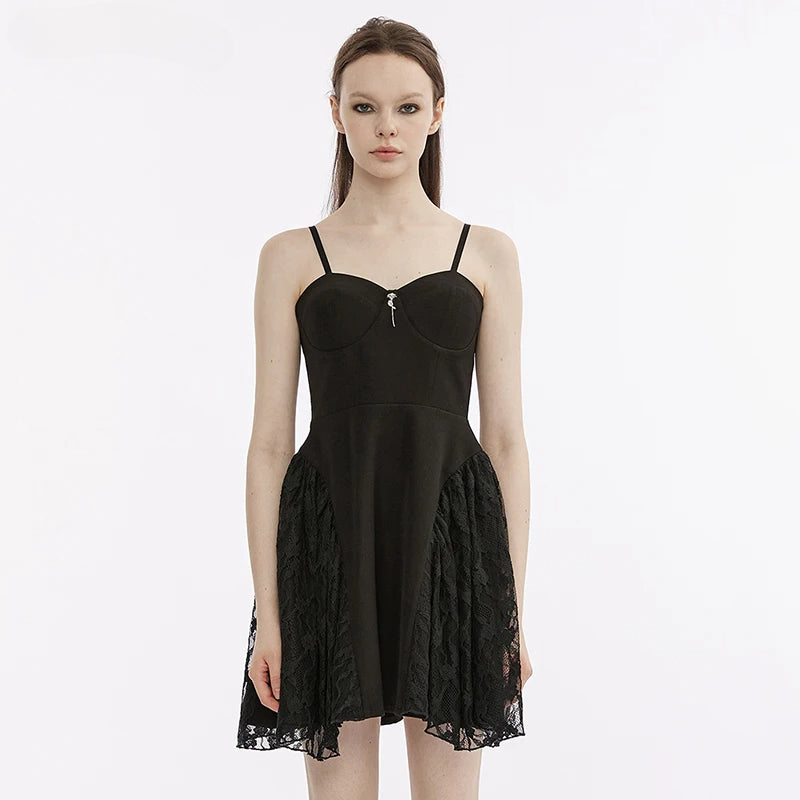 Splicing Gauze Party Club  Brushed Lace Black Metal Summer Gothic Dress Main image