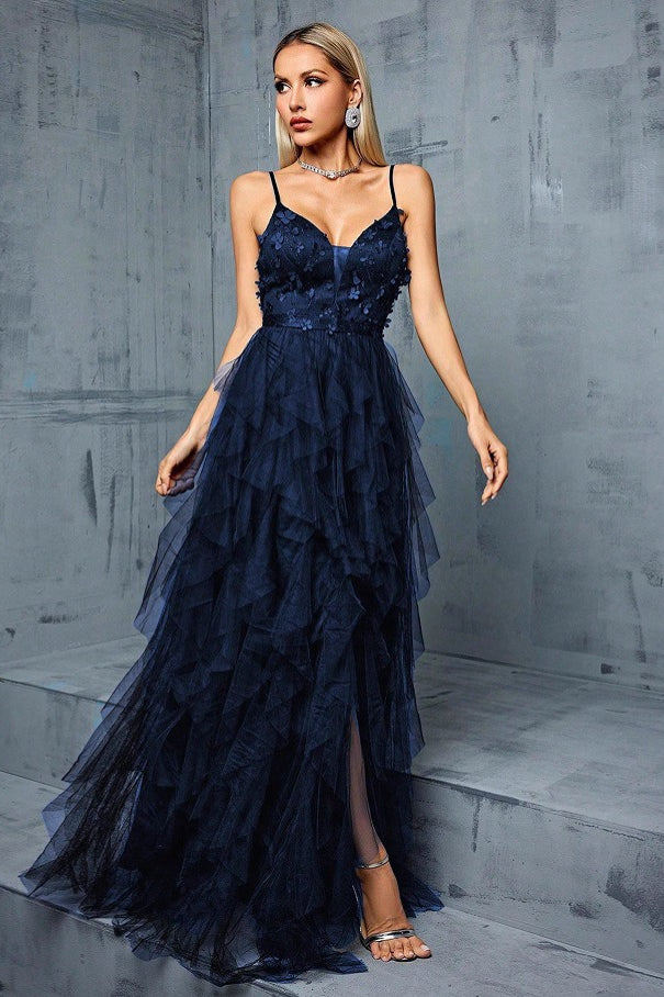 Mesh Insert Sleeveless Slip Prom Dress Main image