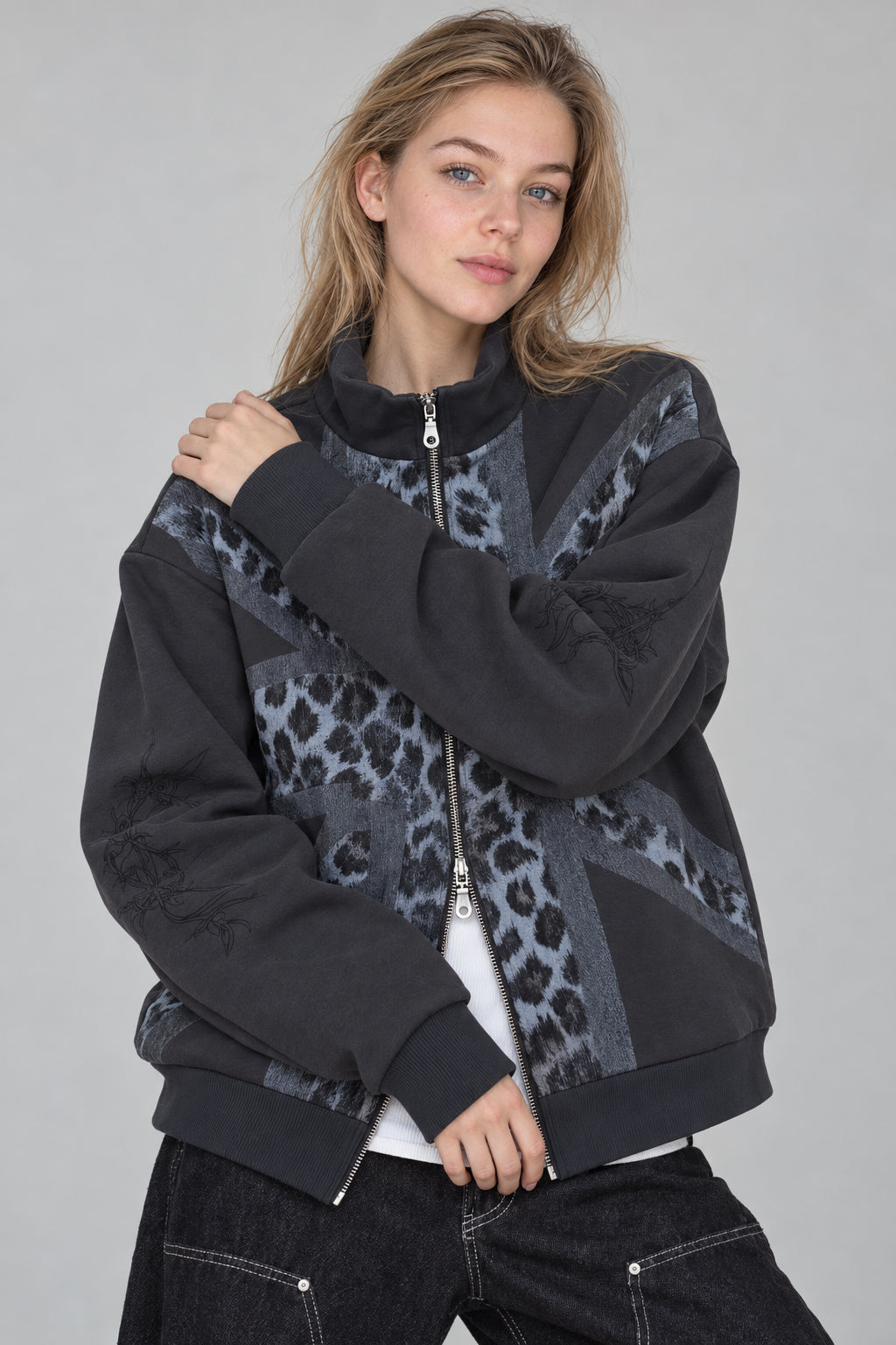 Leopard Panel Zip Jacket Main image