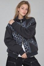 Leopard Panel Zip Jacket